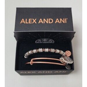 Alex and‎ Ani Warmest Wishes Set of 2 Bangles Bracelets Rose Gold Tone